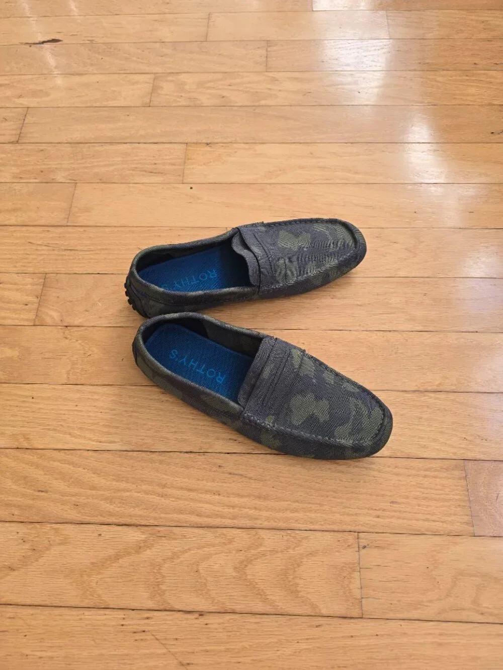 Rothy's | The Driving Camo Olive Green Knit Slip On Loafers | Men's 12